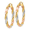 Lex & Lu 14k Tri-color Gold Tricolor Light Twisted Hoop Earrings LAL82133 - 2 - Lex & Lu