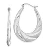 Lex & Lu Sterling Silver w/Rhodium Twisted Scalloped Hoop Earrings - Lex & Lu