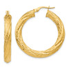 Lex & Lu 14k Yellow Gold Textured Tube Hoop Earrings LAL82402 - Lex & Lu