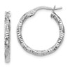 Lex & Lu 14k White Gold Polished and Textured Hoop Earrings LAL82524 - Lex & Lu