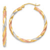 Lex & Lu 14k Yellow Gold & Rhodium Satin Twisted Hoop Earrings LAL82605 - Lex & Lu