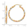 Lex & Lu 14k Yellow Gold & Rhodium Satin Twisted Hoop Earrings LAL82605 - 4 - Lex & Lu