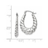 Lex & Lu 14k White Gold Polished and Textured Oval Hoop Earrings LAL82645 - 4 - Lex & Lu