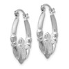 Lex & Lu 14k White Gold Satin and D/C Claddagh Hoop Earrings LAL82653 - 2 - Lex & Lu