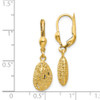Lex & Lu 14k Yellow Gold Textured Satin Puff D/C Dangle Leverback Earrings - 4 - Lex & Lu
