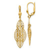 Lex & Lu 14k Yellow Gold Textured & Polished Dangle Leverback Earrings LAL82731 - Lex & Lu