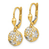 Lex & Lu 14k Yellow Gold & Rhodium & Textured Dangle Leverback Earrings LAL82760 - 2 - Lex & Lu