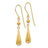 Lex & Lu 14k Yellow Gold Grooved Puffed Teardrop Shepherd Hook Earrings - 2 - Lex & Lu