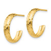Lex & Lu 14k Yellow Gold D/C 3.5mm J-Hoop Earrings - 2 - Lex & Lu