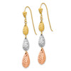 Lex & Lu 14k Tri-color Gold Puff Teardrop Dangle Earrings - 2 - Lex & Lu