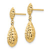 Lex & Lu 14k Yellow Gold D/C Puff Teardrop Dangle Earrings - 2 - Lex & Lu