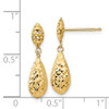 Lex & Lu 14k Yellow Gold D/C Puff Teardrop Dangle Earrings - 4 - Lex & Lu