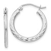 Lex & Lu 14k White Gold D/C 2.5x20mm Hollow Hoop Earrings - Lex & Lu