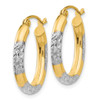 Lex & Lu 14k Yellow Gold & Rhodium 3mm D/C Oval Hollow Hoop Earrings LAL82898 - 2 - Lex & Lu