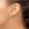 Lex & Lu 14k Yellow Gold & Rhodium 3mm D/C Oval Hollow Hoop Earrings LAL82899 - 3 - Lex & Lu