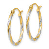 Lex & Lu 14k Yellow Gold & Rhodium Hollow Twisted Hoop Earrings - 2 - Lex & Lu