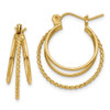 Lex & Lu 14k Yellow Gold Polished and Textured Circle Hoop Earrings - Lex & Lu