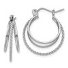 Lex & Lu 14k White Gold Polished and Textured Circle Hoop Earrings - Lex & Lu