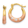 Lex & Lu 14k Yellow Gold & Rhodium & Flower Hoop Earrings - Lex & Lu