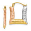 Lex & Lu 14k Yellow Gold & Rhodium Rhodium Hollow Textured Square Hoop Earrings - Lex & Lu