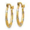 Lex & Lu 14k Yellow Gold w/Rhodium Textured Hollow Oval w/Hearts Hoop Earrings - 2 - Lex & Lu