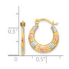 Lex & Lu 14k Yellow Gold & Rhodium & Hollow Textured Hoop Earrings - 4 - Lex & Lu