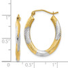 Lex & Lu 14k Yellow Gold & Rhodium Textured Hollow Oval Hoop Earrings - 4 - Lex & Lu