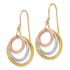 Lex & Lu 14k Tri-color Gold Circle Dangle Shepherd Hook Earrings - 2 - Lex & Lu