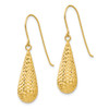 Lex & Lu 14k Yellow Gold D/C Puff Tear Drop Dangle Earrings - 2 - Lex & Lu