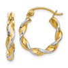 Lex & Lu 14k Yellow Gold & Rhodium 2.75mm Fancy Twisted Hoop Earrings LAL83062 - Lex & Lu