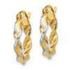 Lex & Lu 14k Yellow Gold & Rhodium 2.75mm Fancy Twisted Hoop Earrings LAL83062 - 2 - Lex & Lu