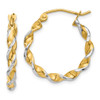Lex & Lu 14k Yellow Gold & Rhodium 2.75mm Fancy Twisted Hoop Earrings LAL83063 - Lex & Lu