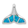 Lex & Lu Sterling Silver Created Blue Opal Inlay Whale Tail Slide Pendant - Lex & Lu