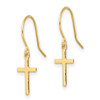 Lex & Lu 14k Yellow Gold Dangle Cross Shepherd Hook Earrings - 2 - Lex & Lu