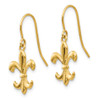 Lex & Lu 14k Yellow Gold Polished Fleur de lis Dangle Earrings - 2 - Lex & Lu