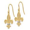 Lex & Lu 14k Yellow Gold & Rhodium Fleur de lis Shepherd Hook Earrings - 2 - Lex & Lu