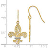 Lex & Lu 14k Yellow Gold & Rhodium Fleur de lis Shepherd Hook Earrings - 4 - Lex & Lu