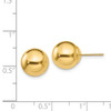 Lex & Lu 14k Yellow Gold Polished 10mm Ball Post Earrings - 4 - Lex & Lu