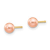 Lex & Lu 14k Yellow Gold 4-5mm Pink Round FW Cultured Pearl Stud Earrings - 2 - Lex & Lu