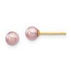 Lex & Lu 14k Yellow Gold 4-5mm Purple Round FW Cultured Pearl Stud Earrings - Lex & Lu