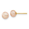 Lex & Lu 14k Yellow Gold 5-6mm Pink Button FW Cultured Pearl Stud Earrings - Lex & Lu