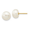 Lex & Lu 14k Yellow Gold 8-9mm Button FW Cultured Pearl Stud Earrings - Lex & Lu