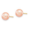 Lex & Lu 14k Yellow Gold 8-9mm Pink Round FW Cultured Pearl Stud Earrings - 2 - Lex & Lu