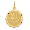 Lex & Lu 14k Yellow Gold Happy 20th Anniversary Charm LAL83594 - Lex & Lu