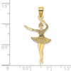 Lex & Lu 14k Yellow Gold Satin Polished Ballerina Charm - 3 - Lex & Lu