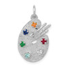 Lex & Lu 14k White Gold Artist Palette w/CZ Stones Charm - Lex & Lu