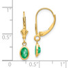 Lex & Lu 14k Yellow Gold 6x4 Oval Bezel May/Emerald Leverback Earrings - 4 - Lex & Lu