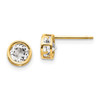 Lex & Lu 14k Yellow Gold 5mm Bezel Topaz Stud Earrings - Lex & Lu