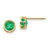 Lex & Lu 14k Yellow Gold 5mm Bezel Emerald Stud Earrings - Lex & Lu