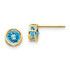 Lex & Lu 14k Yellow Gold 5mm Bezel Blue Topaz Stud Earrings - Lex & Lu